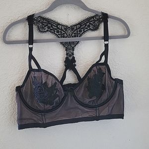 Torrid Semi Sheer Black Lace Floral Bralette
